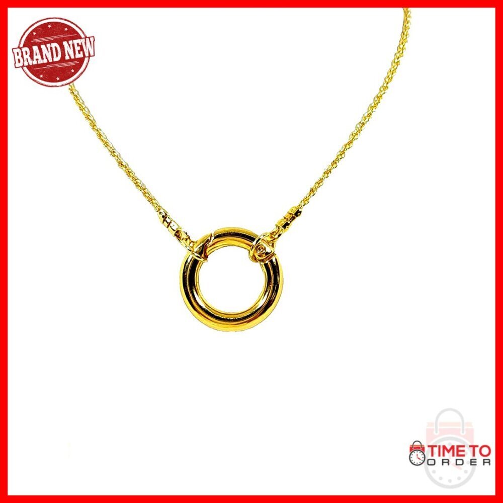 14K Gold Plated Minimalist O Ring Necklace 18 Inch No Clasp Unisex